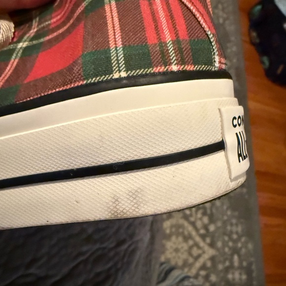 Converse High Top Red Plaid with Gold Laces - Picture 5 of 8
